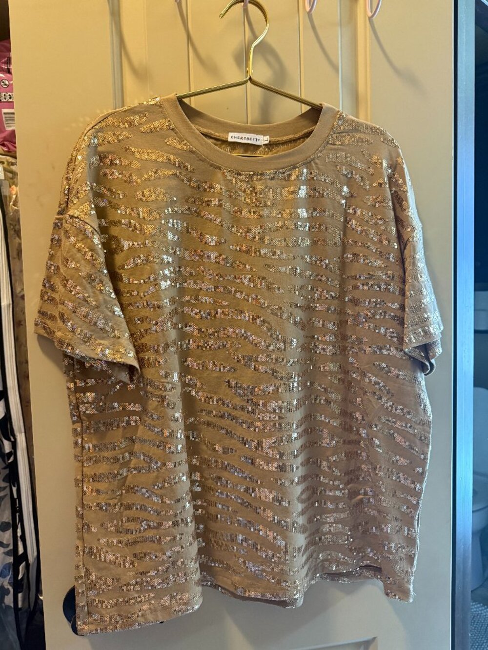 Cherry Betty Shirt sequin animal print